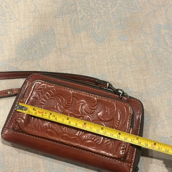 Patricia Nash Brown Pressed Leather Crossbody‎ Bag - Image 8