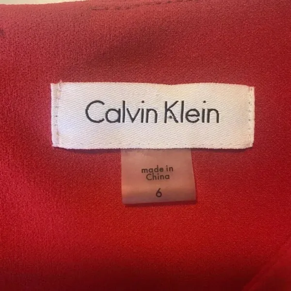 Calvin Klein Red Beaded Sleeve‎ Sheath Midi Dress Size 6 Holiday Party Cocktail - Image 10