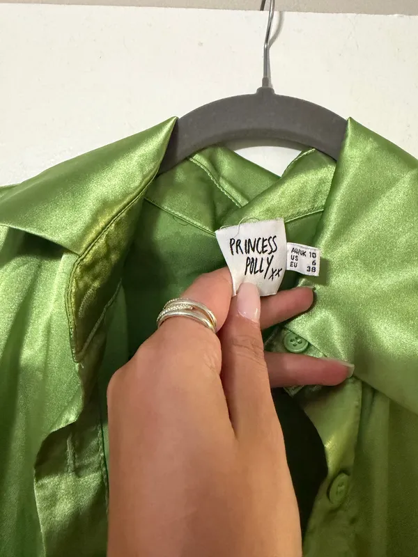 Princess Polly green satin button up - Image 2