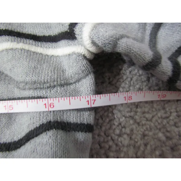 Coldwater Creek Cardigan Sweater S‎ Grey Wavy Stripe Full Zip Mock Neck - Image 4