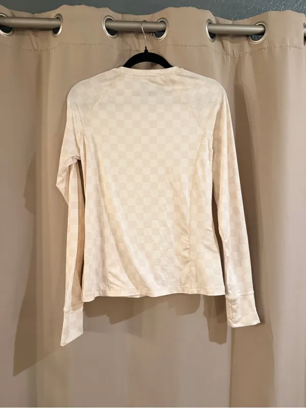Hurley Long-Sleeve Checker Performance Top — Cream - Image 3