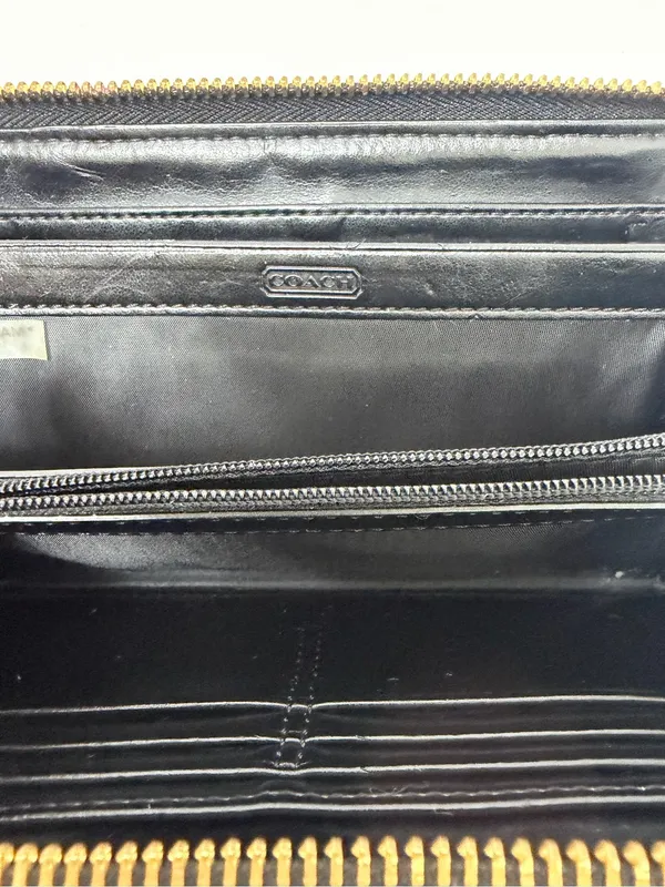 Coach Ashley Zip Around Accordion Leather Wallet Black - Image 7