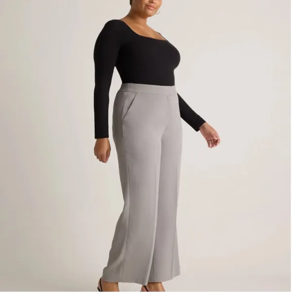 NWT Quince Women's Stretch Crepe Classic Trouser Pants 30" Pants Coastal Grey 6 - Image 4