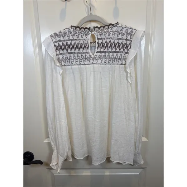 Women's Perch By Blu Pepper Boho Long Sleeve Tunic Top Size 1XL Shirt Cottage - Image 8