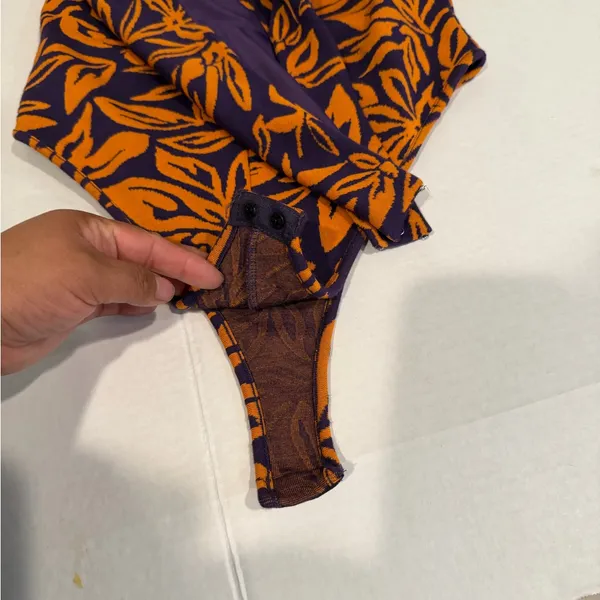 Zara Purple and Orange Floral One-Piece Swimsuit - Image 7