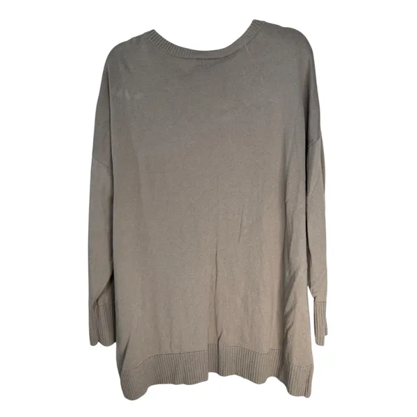 d&co Signature Women's Taupe Knit Sweater Long Sleeve‎ Oversized V-Neck L - Image 9