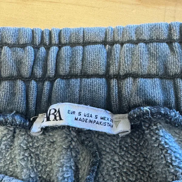 Zara Gray Acid Wash Wide Leg Seam Front‎ Sweatpants Streetwear 3199/804 Small - Image 6