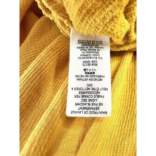 Free People Summer Struttin Mini Dress Golden Yellow Henley Waffle Ruffle Medium - Image 11
