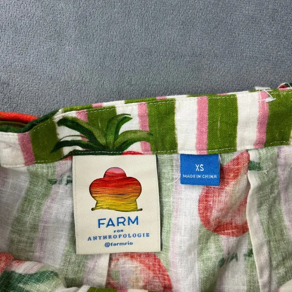 Farm Rio Anthropologie Pineapple Striped Shorts XS Green Pink Tropical Boho - Image 4