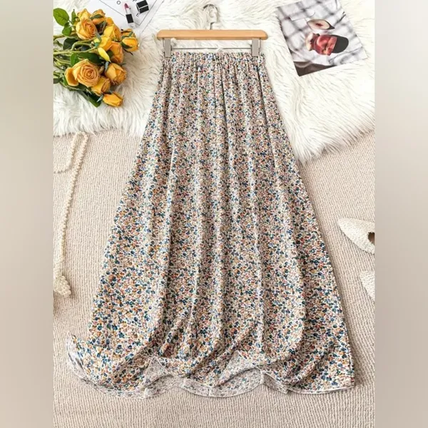 Ditsy Floral Dreams Maxi Skirt Earthy Cottagecore Boho Coastal Grandmother XL - Image 4