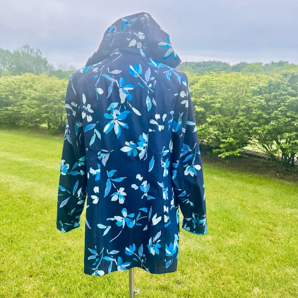 Dennis Basso Spring Rain Blue Floral Raincoat size XS - Image 9