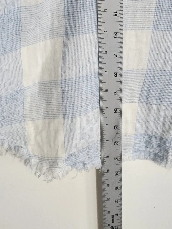 OTT Light Blue and White Check Cotton Gauze Button Down Shirt Size XL - Image 6
