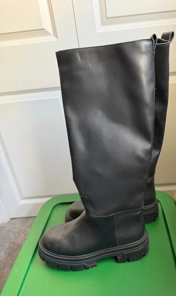 H&M Black Faux Leather Tall Boots - Image 2