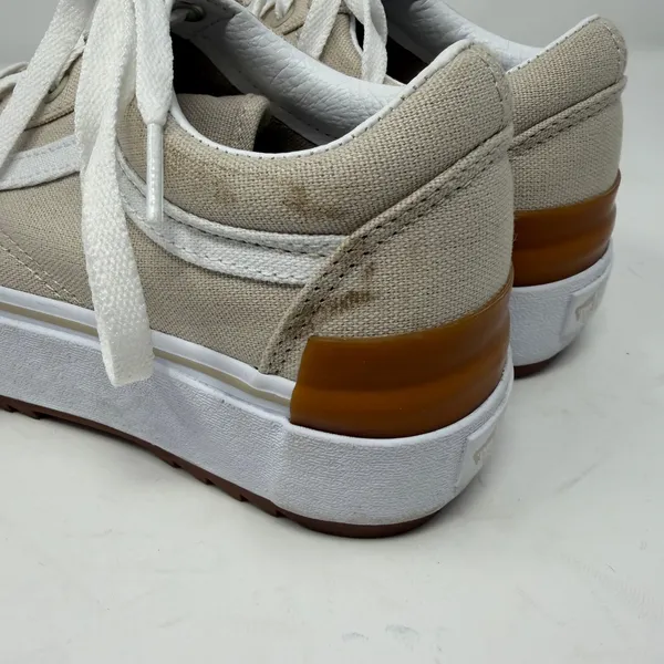 Vans Old Skool Stacked Canvas Platform Sneaker Oatmeal Beige Women Size 7 - Image 5