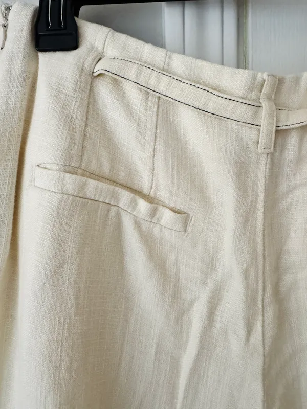 Anthropologie Linen Blend City Beach Trouser Pants, Size 6 - Image 12
