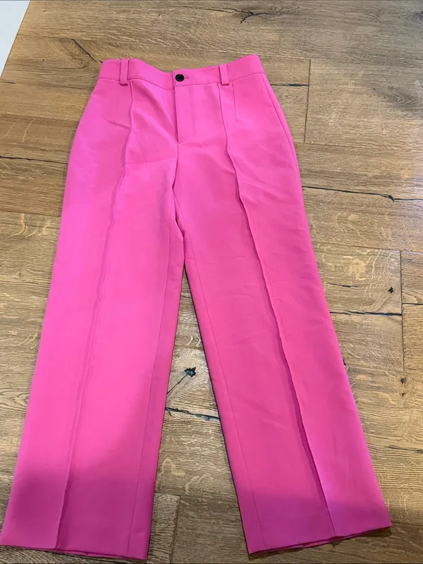 Zara the francoise Hot Pink Straight-Leg Trousers medium NWT - Image 2