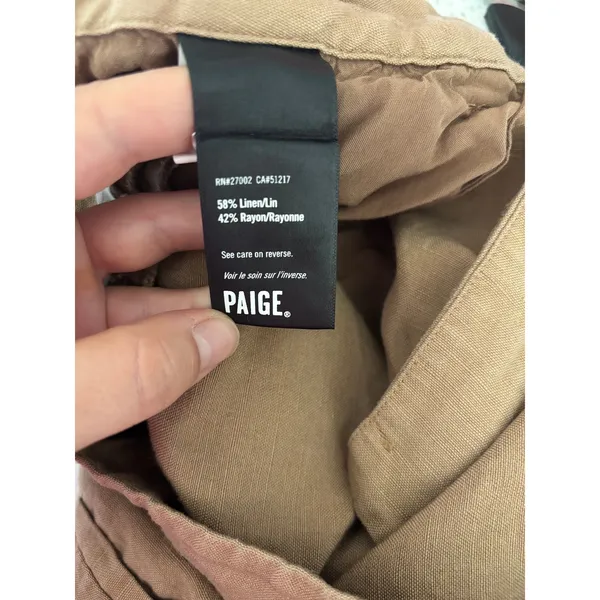 Paige Dallas Pant Womens‎ 4 Camel Pleated Wide Leg Linen Blend Trouser Career - Image 5