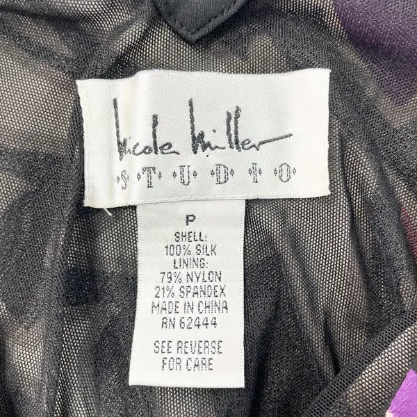 Nicole Miller Studio Womens XS (P)‎ Silk Sheath Dress Abstract Black Purple - Image 11