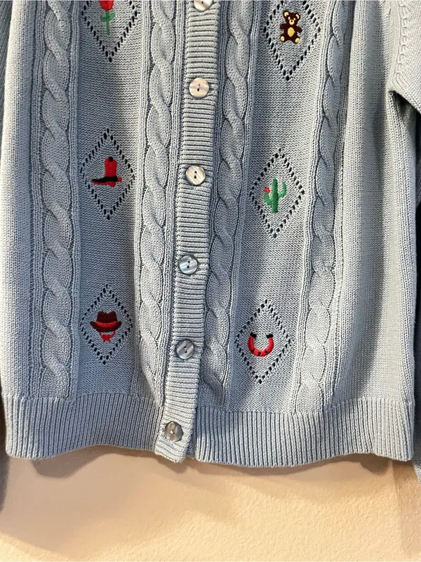 Teddy Fresh Giddy Up Button Up Cardigan Baby Blue Size 2XL - Image 6