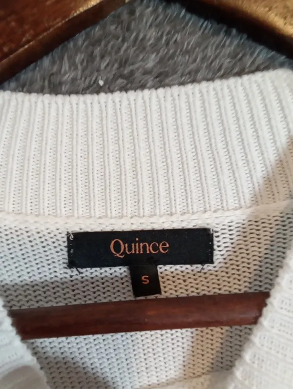 Quince Organic Cotton Mock Neck Sweater Ivory Long Sleeve Womens Small - Image 2