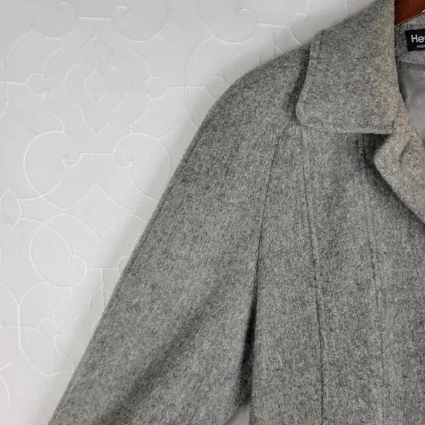 Herman Kay Womens Coat 14 Gray Wool Blend Button Front Lined Overcoat‎ Jacket - Image 12