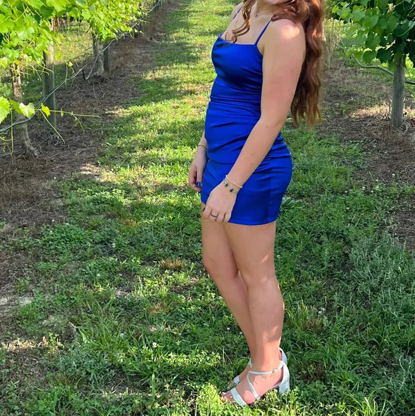 Blue Satin Homecoming Windsor Dress - Image 2