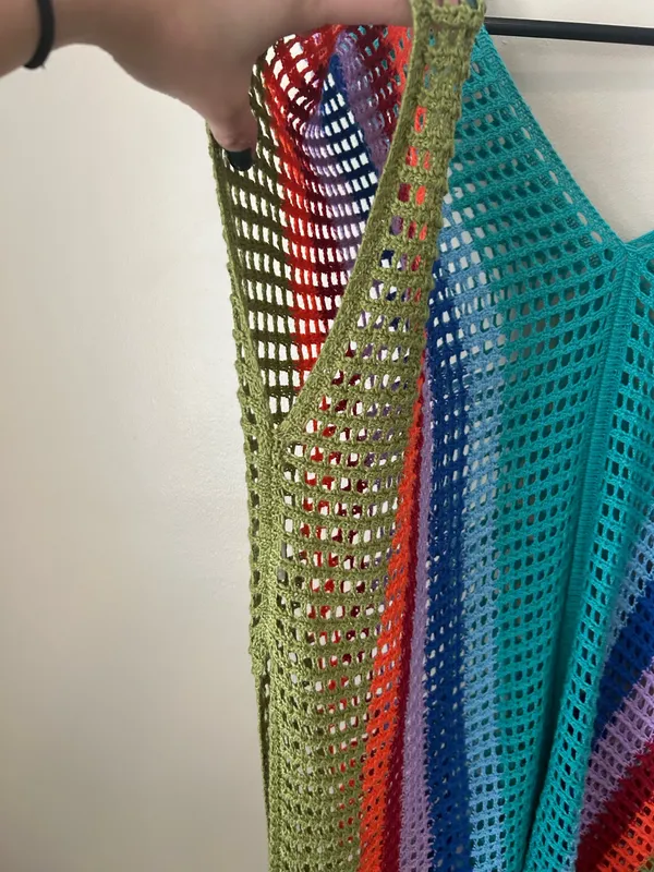 Rainbow crochet poncho shirt Multiple - Image 4