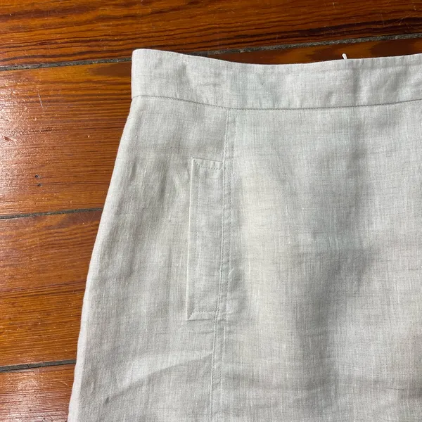 💥Brooks Brothers 100% Linen A-Line Skirt Cream Natural Pockets Size 8💛 - Image 11