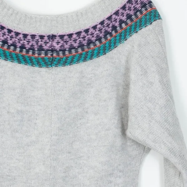 American Eagle Womens Gray Fair‎ Isle V-Neck Dolman Wool Blend Sweater Size XS - Image 7