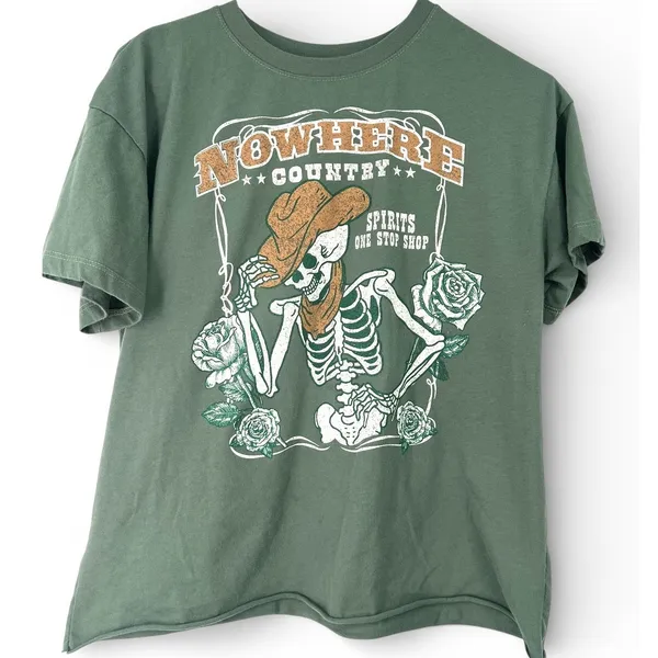 Awake L Western country gothic "yallternative" Cowboy Tshirt Tee Top skeleton Rodeo - Image 2