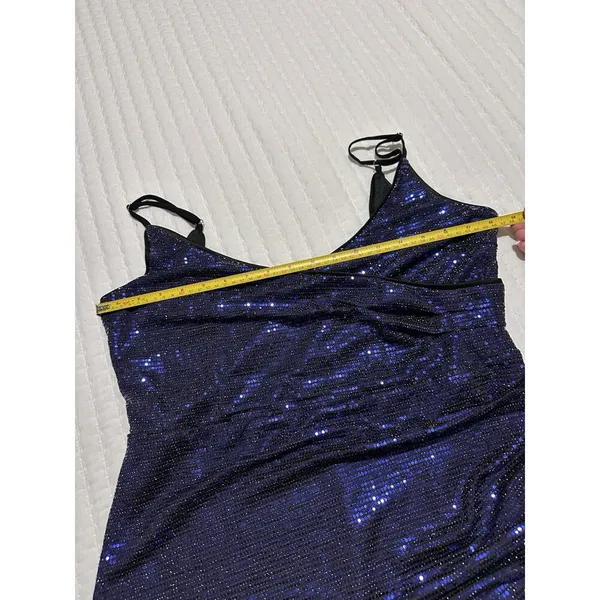 Lulus Women’s Shiny Purplish Blue Party Dress Sz XL Gathered Side - Image 4