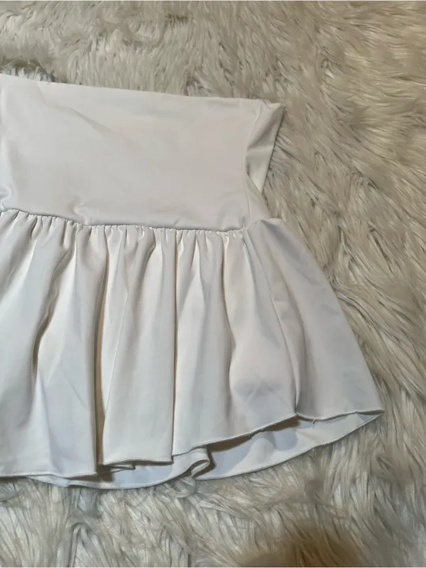Women's Athletic Skort Skirt Solid White A-Line Pleated Mini Shorts Tennis Golf - Image 3