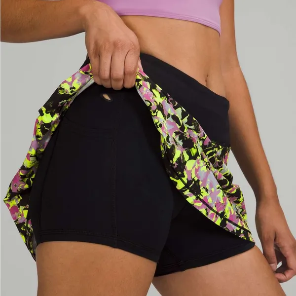 Lululemon Pace Rival Mid-Rise Skirt skort Inflected Highlight Yellow Black 8 - Image 3