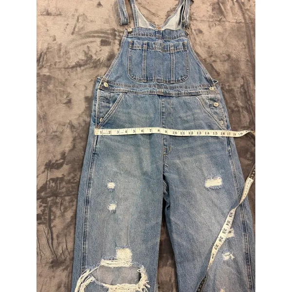 Abercrombie & Fitch Overalls Womens Blue Distressed Denim M - Image 6