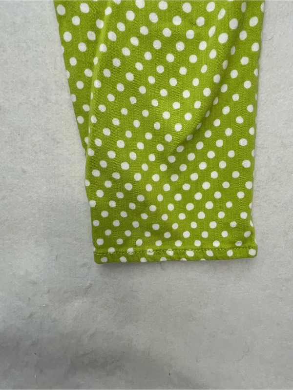 Coldwater Creek Women's Green White Polka Dot Cotton Blend Skinny Pants Size 4 - Image 7