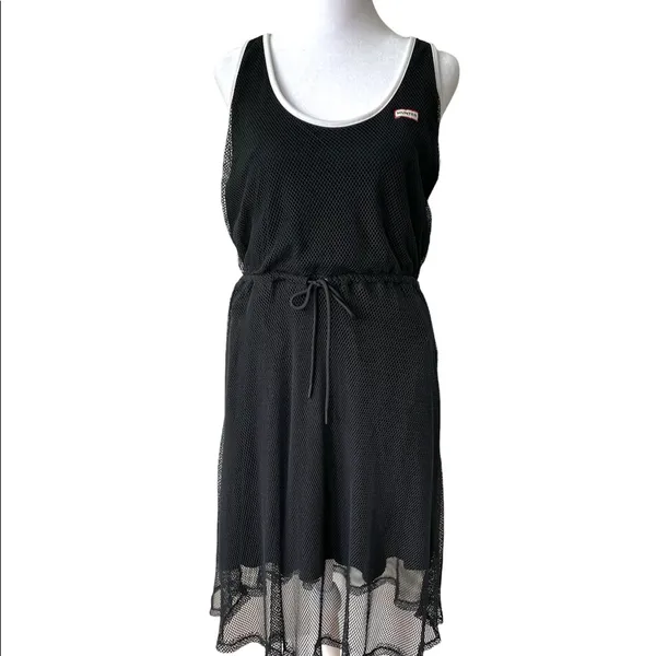 Hunter Black Mesh Racerback Zip Back Tennis Dress Swimsuit Coverup Size Small - Image 2