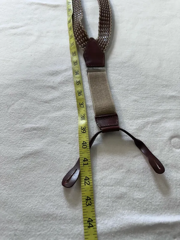 Banana Republic Suspenders Leather/Twine Brown Classic Woven Braided Braces - Image 8