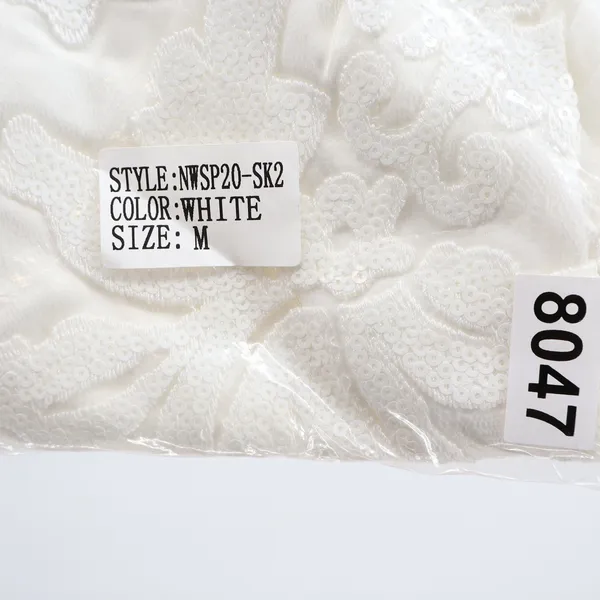 Naked Wardrobe The Statement White Sequin Mini Skirt Womens Medium - Image 7