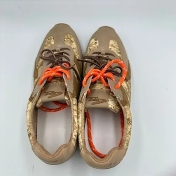 Sam Edelman Women's Size 9 Sneakers Tan Camo Tropical Print Lace Up Casual Shoes - Image 6