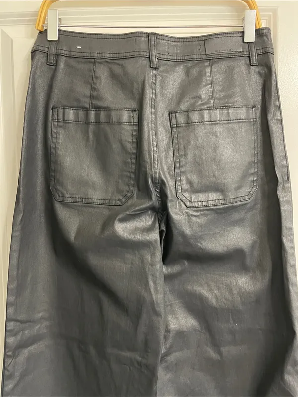 Mango Coated Jeans Culotte High Waist Catherine Ankle Black Wide Leg Size 10 NWT - Image 10