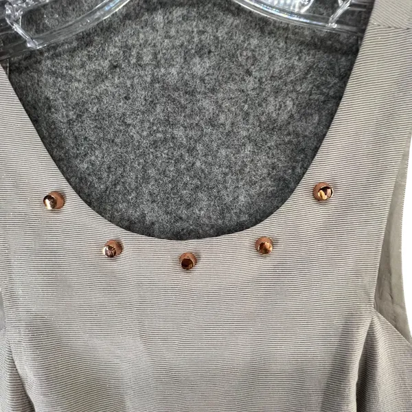BCBGeneration Mini Dress 2 Light Gray Metallic Studded Pockets Fit Flare HOCO‎ - Image 8