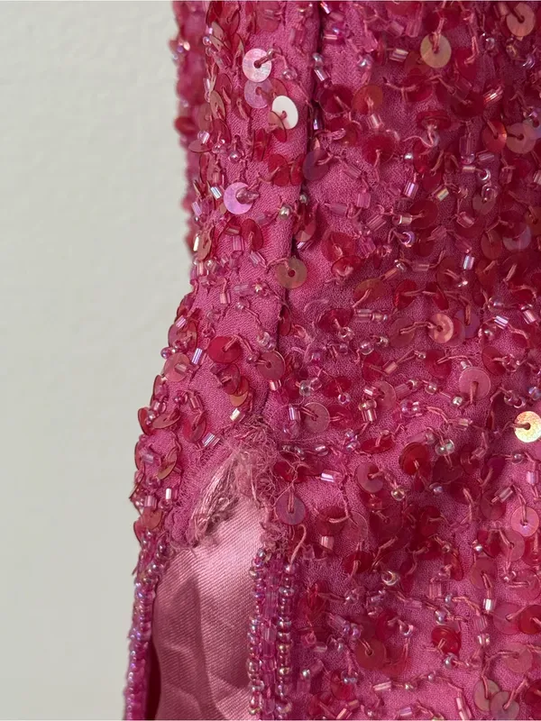 {M} Scala Fuchsia Sequin Halter Gown - Image 7