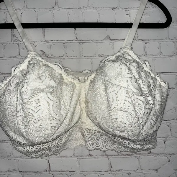 NWOT Aerie Lace Trim Bralette White Full Coverage‎ Comfort Lounge Bra Size XXL - Image 2
