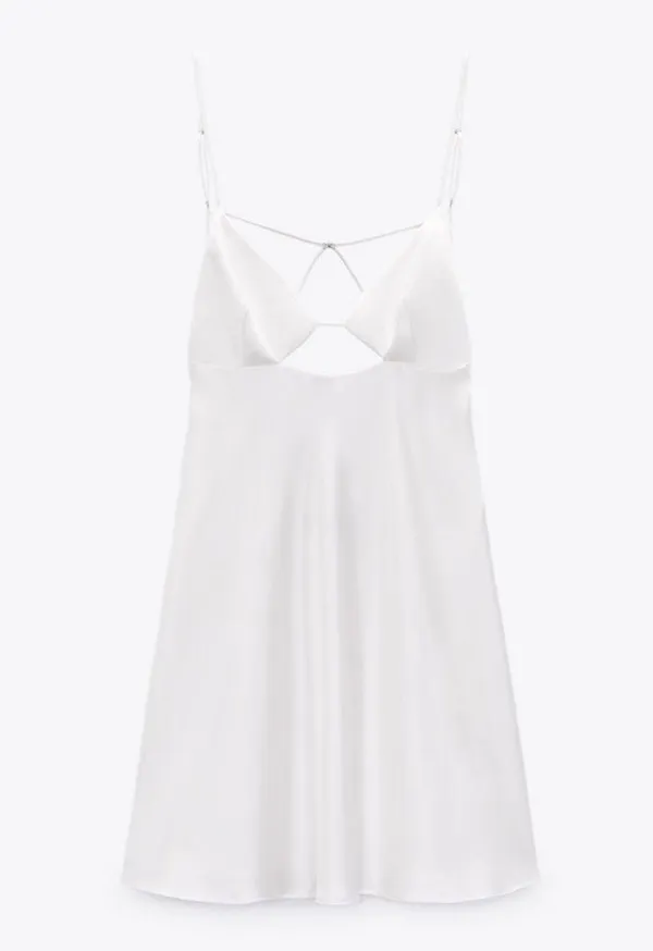 ZARA Dress Mini Satin Lingerie Effect White Wedding Bridal Shower Vacation Summer - Image 8