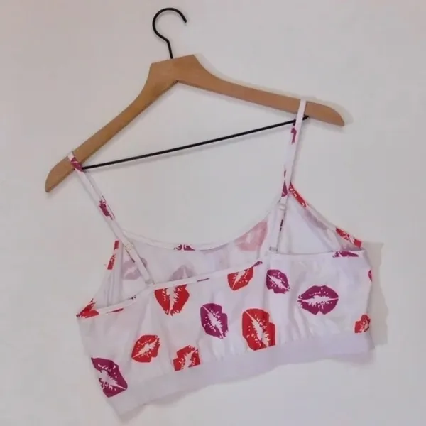 NEW!! HOT LIPS‎ Lipstick Kiss Cropped Loungewear Two Piece Set Top Shorts Large - Image 6