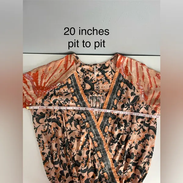 Free People FP One Sunrise Coral Boho Floral Wrap Top - Image 6