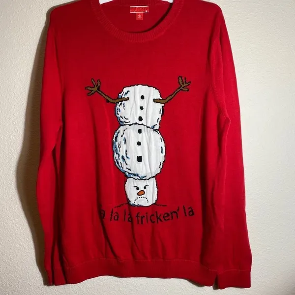 Snowman Christmas Sweater Red‎ Red Size L - Image 8