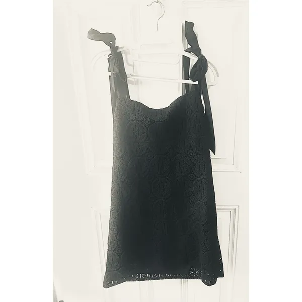 Express Crochet Square Neck Tie Mini Dress with Tie Straps - Image 4