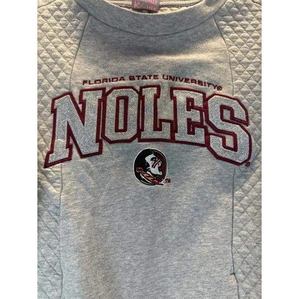 FSU NOLES Sweatshirt Quilted Front Pockets Embroidered Women Small - Image 3