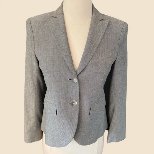Theory Wool Fitted Blazer In Grey - Image 7